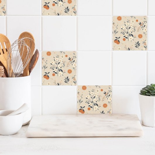 Botanisch groen bloemen tegeltje