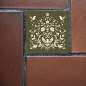 Botanisch groen bloemen tegeltje