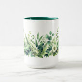 Botanisch groen bloemmotief mok (Midden)