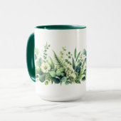 Botanisch groen bloemmotief mok (Voorkant links)