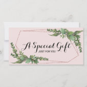 Botanisch groen blush roze cadeaubon (Voorkant)