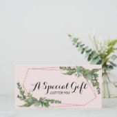 Botanisch groen blush roze cadeaubon (Staand voorkant)