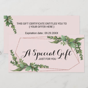 Botanisch groen blush roze cadeaubon