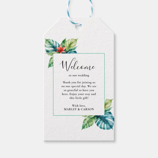 Botanisch groen Boho Garden Wedding Welkom Cadeaulabel (Voorkant)