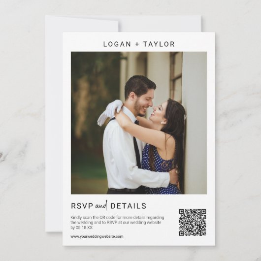 Botanisch groen Boho Gold Lijst QR Code Foto Kaart (Achterkant)