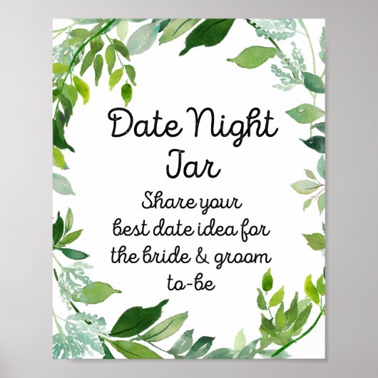 Botanisch groen bord - Date Night pot Poster (Voorkant)
