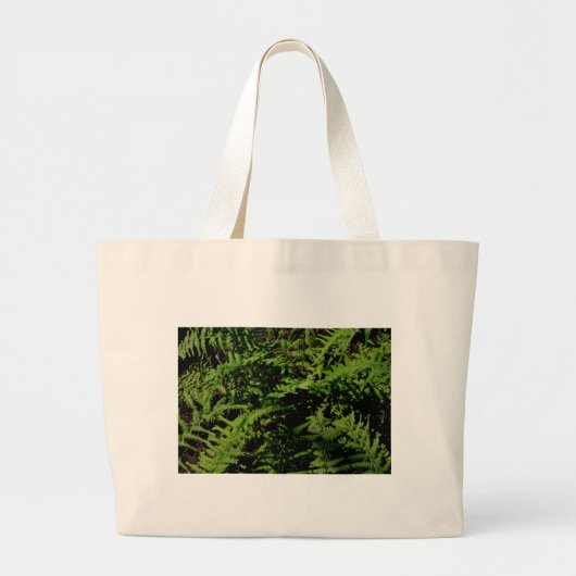 Botanisch groen bos vloer varens grote tote bag (Voorkant)