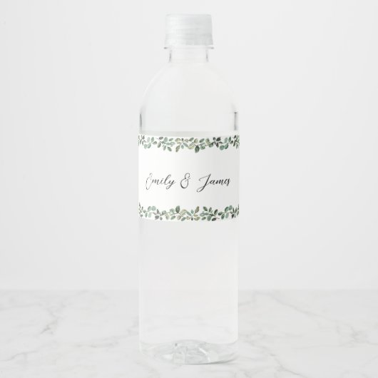 Botanisch groen bruiloft fles etiketten (Voorkant)