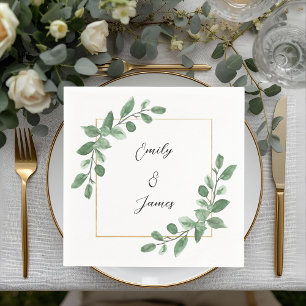 Botanisch groen bruiloft papier servetten