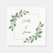 Botanisch groen bruiloft papier servetten (Voorkant)