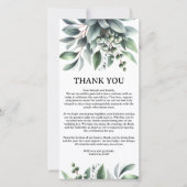Botanisch groen bruiloft receptietafels bedankkaart (Voorkant)