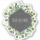 Botanisch groen Chalkboard Label Sticker (Voorkant)