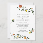 Botanisch groen, citroenen en goudsbloemen nodigen kaart (Voorkant)