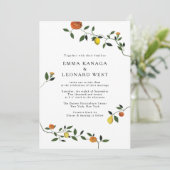 Botanisch groen, citroenen en goudsbloemen nodigen kaart (Staand voorkant)