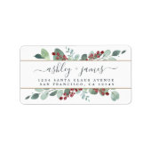 Botanisch Groen CranBerries Kerst Goud Etiket (Voorkant)