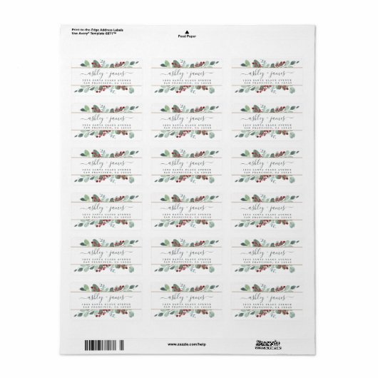 Botanisch Groen CranBerries Kerst Goud Etiket (Full Sheet)