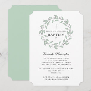 Botanisch groen doopsel. Eenvoudige muntkrans Kaart