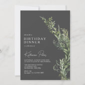 Botanisch groen | Elegant Moody Verjaardagsdiner Kaart (Voorkant)