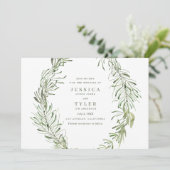 Botanisch groen Elegante foto bruiloft Save The Date (Staand voorkant)