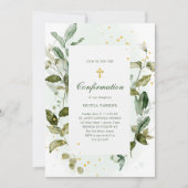 Botanisch groen en gouden kruis bevestiging kaart (Voorkant)