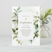 Botanisch groen en gouden kruis bevestiging kaart (Staand voorkant)