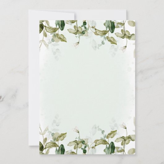 Botanisch groen en gouden kruis eerste communie kaart (Achterkant)