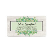 Botanisch groen Eucalyptus & Hout Adres Etiket (Voorkant)