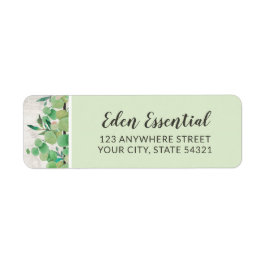 Botanisch groen eucalyptus hout retouradres etiket