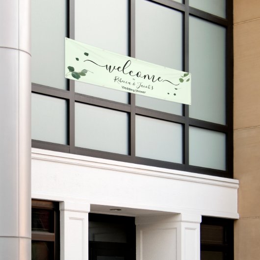 Botanisch groen Eucalyptus huwelijksdouche Spandoek (Buitenkant Gebouw)