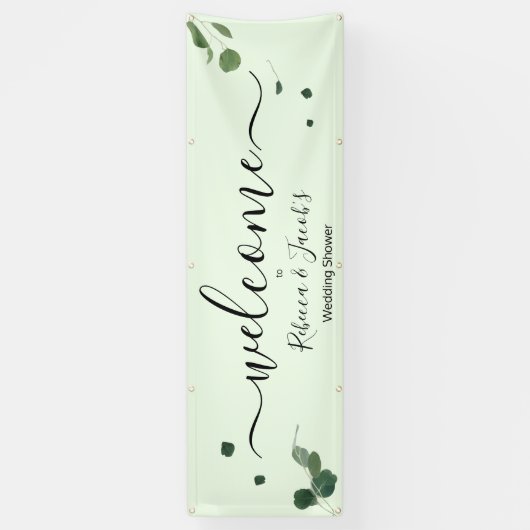Botanisch groen Eucalyptus huwelijksdouche Spandoek (Verticaal)