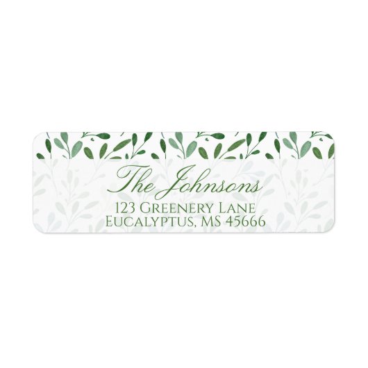 Botanisch groen eucalyptus retouradres etiket (Voorkant)