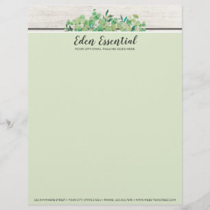 Botanisch groen Eucalyptus & Rustiek Hout Eco Briefhoofd