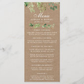 Botanisch groen eucalyptus trouwdag kraft menu (Voorkant)
