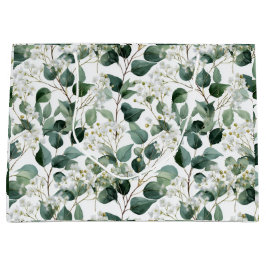 Botanisch groen Eucalyptus Wit bloemmotief Groot Cadeauzakje