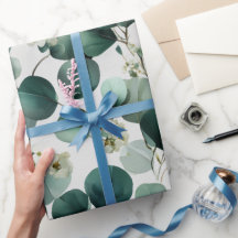 Botanisch groen Eucalyptus Wit bloempatroon