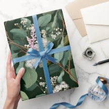 Botanisch groen Eucalyptus Wit bloempatroon