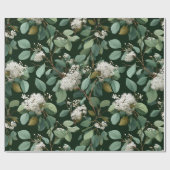 Botanisch groen Eucalyptus Wit bloempatroon Cadeaupapier (Vlak)