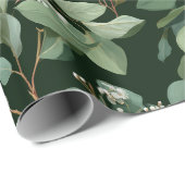 Botanisch groen Eucalyptus Wit bloempatroon Cadeaupapier (Rol Hoek)