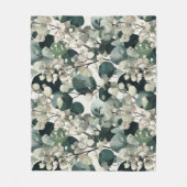 Botanisch groen Eucalyptus Wit bloempatroon Fleece Deken (Voorkant)