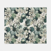 Botanisch groen Eucalyptus Wit bloempatroon Fleece Deken (Voorkant (Horizontaal))