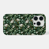 Botanisch groen Eucalyptus Wit bloempatroon iPhone Hoesje (Achterkant horizontaal)