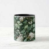 Botanisch groen Eucalyptus Wit bloempatroon Mok (Midden)