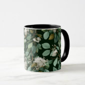 Botanisch groen Eucalyptus Wit bloempatroon Mok (Voorkant rechts)