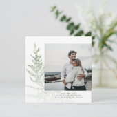 Botanisch groen fotokalligrafie save the date (Staand voorkant)