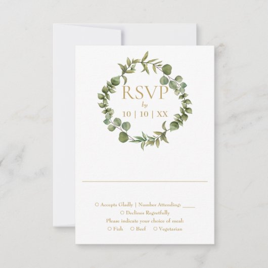 Botanisch groen Garland Elegant goud RSVP Kaartje (Voorkant)