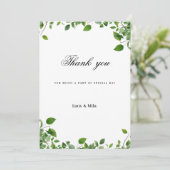 Botanisch groen gebladerte eenvoudig Dank u Kaart (Staand voorkant)