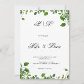 Botanisch groen gebladerte eenvoudige bruiloft kaart (Voorkant)