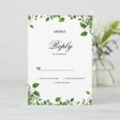 Botanisch groen gebladerte eenvoudige bruiloft RSV Kaart (Staand voorkant)