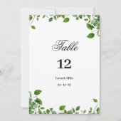 Botanisch groen gebladerte eenvoudige tabel Nummer Kaart (Voorkant)