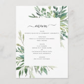 Botanisch groen gebladerte Waterverf bruiloft menu (Voorkant)